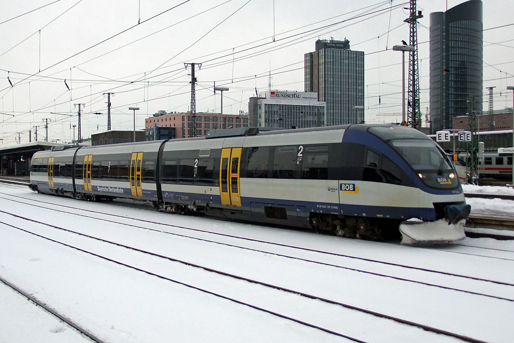 VT019 der Bayerischen Oberlandbahn unterwegs fr die Nordwestbahn in Dortmund 19.12.2010