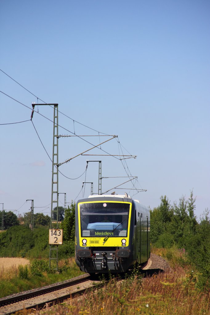 VT650 738 Agilis bei Ebersdorf am 01.08.2013.