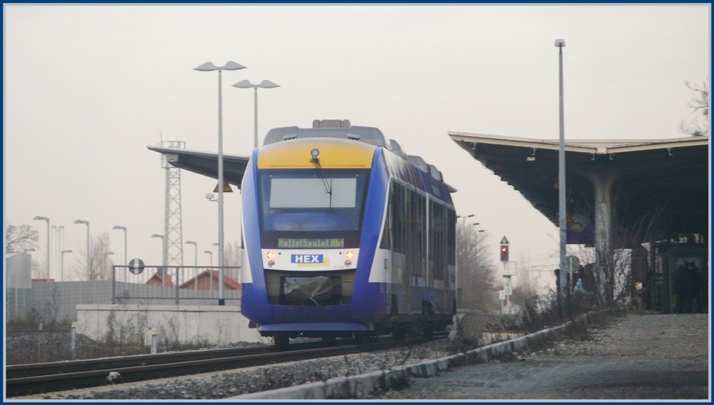 VT806 HEX nach Halle (Saale) fhrt in Wernigerode ein. (07.12.2009)