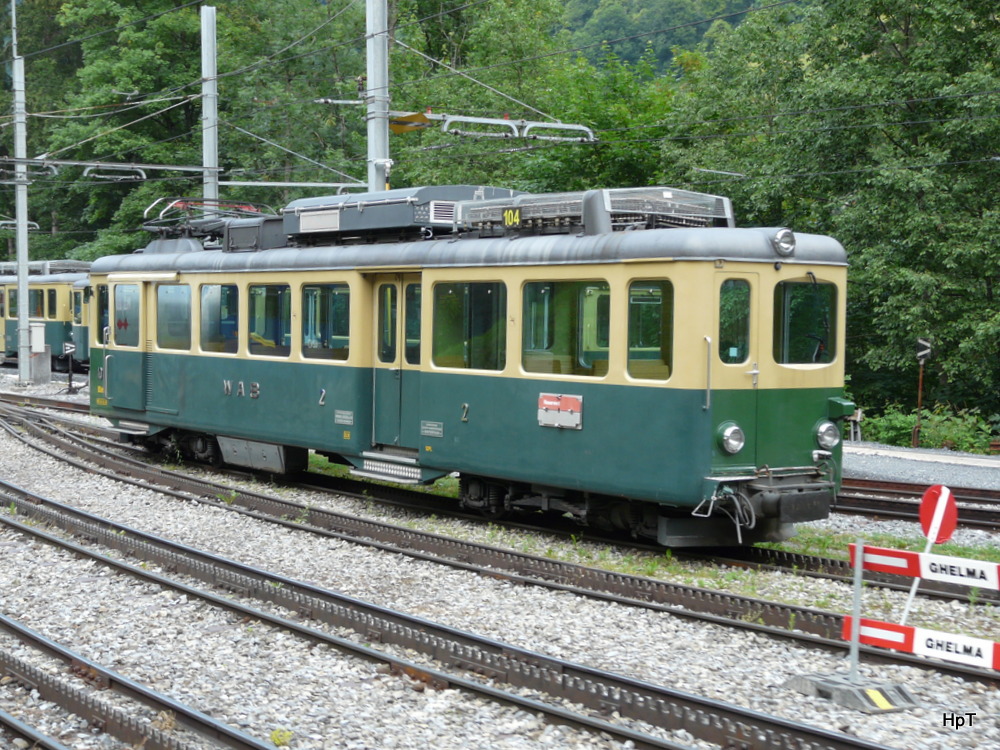 WAB - Abgestellter Triebwagen BDeh 4/4 104 in Lauterbrunnen am 13.07.2013