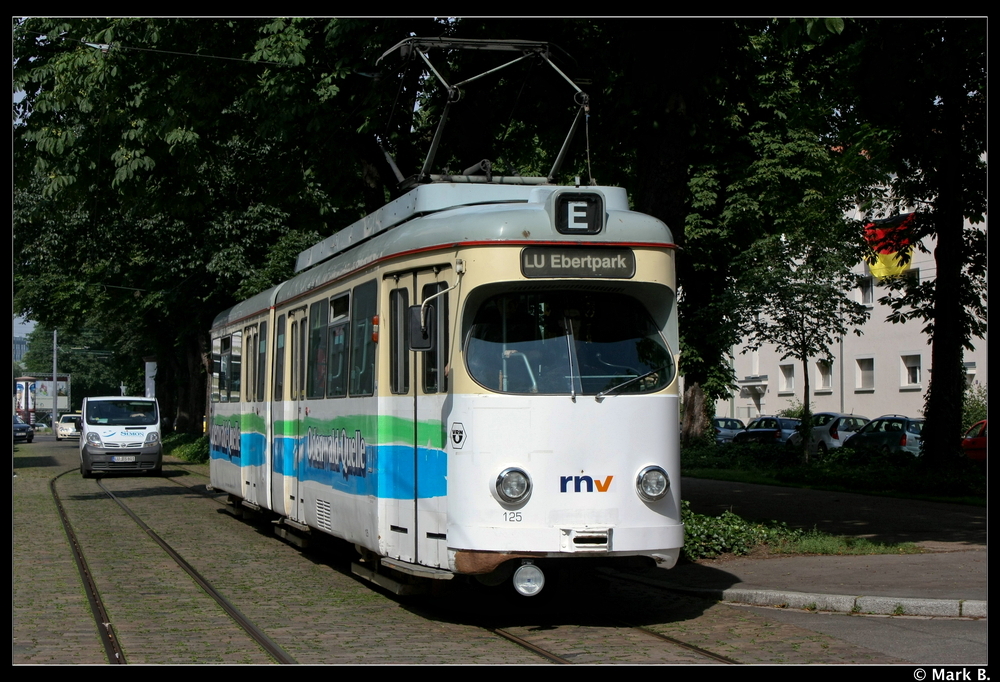Wagen 125 bef�hrt gerade die Schleife Ebertpark. Aufgenommen am 18.06.10.