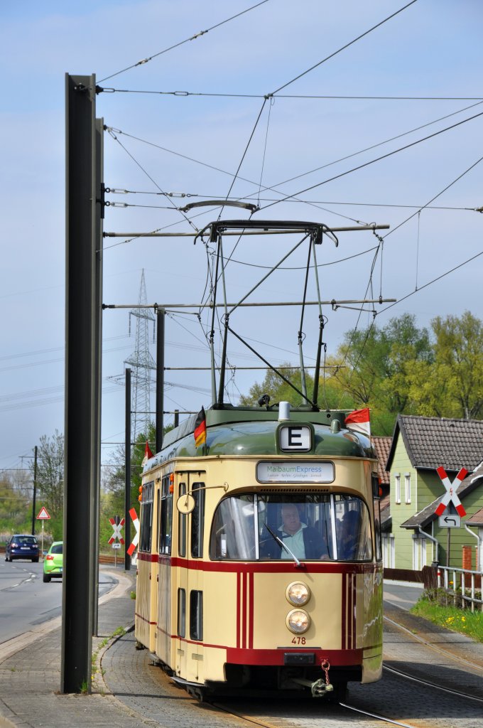 Wagen 478 als Maibaumexpress bei Heisede Marienburger Strae (01.05.2013)
