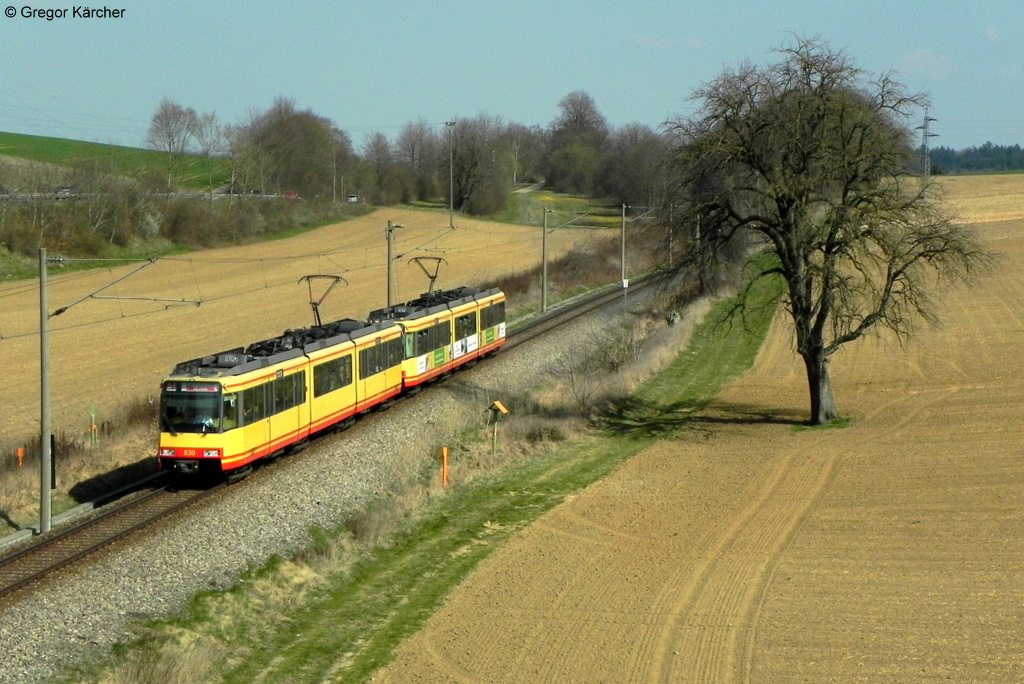 Wagen 830 und 811 als S4 Eilzug nach Karlsruhe Hbf am 25.03.2012 bei Wssingen.