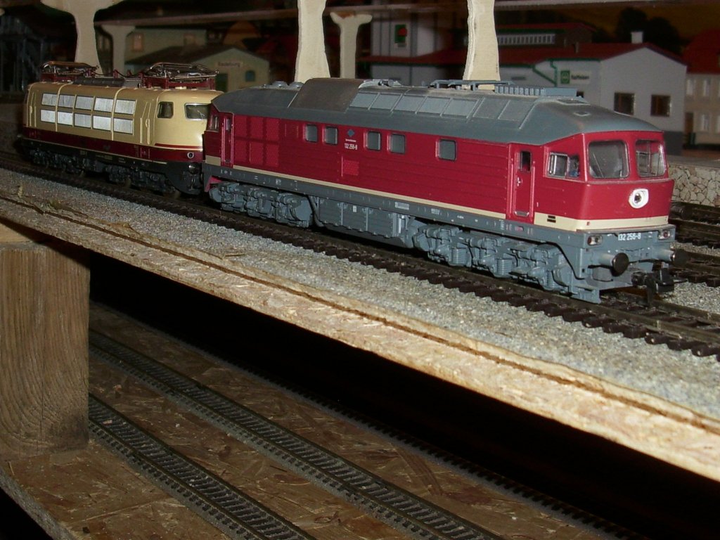 Wem hat den da 132 256 am Haken ? Es ist Fleischmann`s 103 118 die meine neue Anlage mit umrundet.