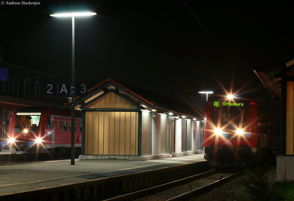 Wenn der letzte Zug vorbei ist.(RE 4728). Kann 611 011-8 endlich per Sperrfahrt in den Sommerautunnel einfahren. St.Georgen 7.5.10
