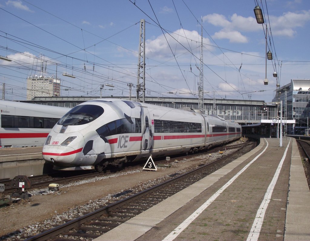 Werbe ICE 3  Montabaur  verl�sst am 10. August 2011 als ICE 512 nach M�nster den M�nchener Hbf.