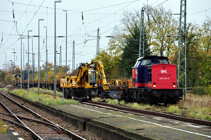WFL 202 264 mit ihrer LSE-Einheit nach dem Kopfmachen im Bf Grimmen, 27.10.09