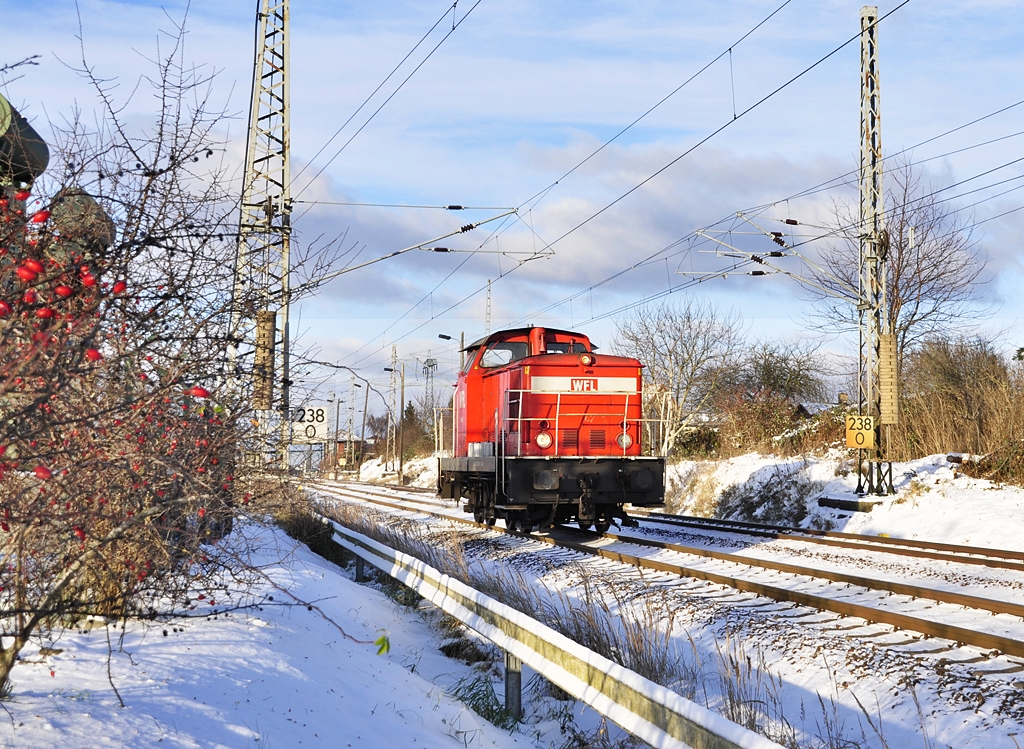 WFL V60 flchtet vor dem Winter aus Stralsund in Richtung Greifswald am 01.12.2010