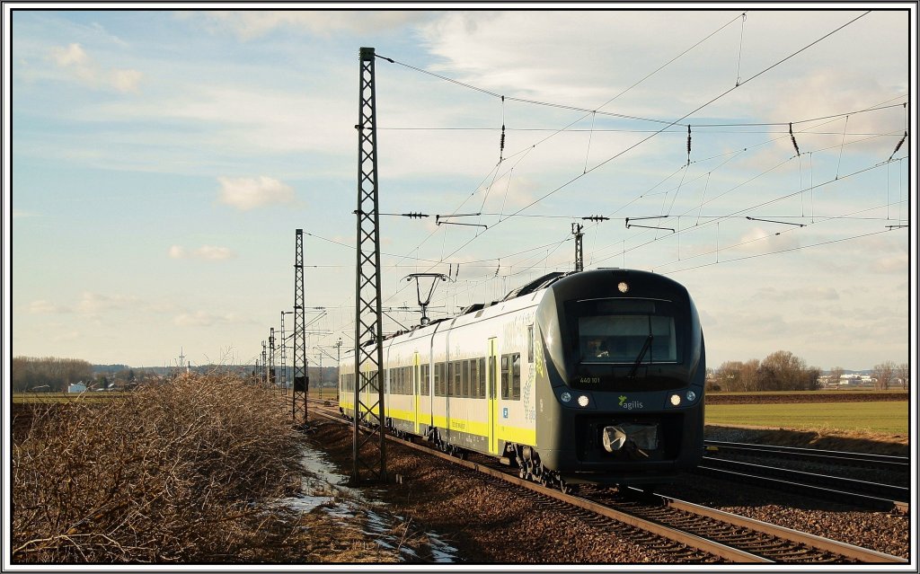 Wie versprochen: Das erste Agilis Ersatz Bild. Zu sehen 440 101 als ag von Neumarkt nach Plattling am Sonnigen 05.02.2011 in Mangolding. 