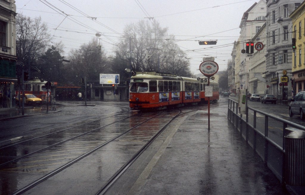 Wien Wiener Linien SL 5 (E1 4722) Nussdorfer Strasse / Whringer Strasse am 19. Mrz 2000.