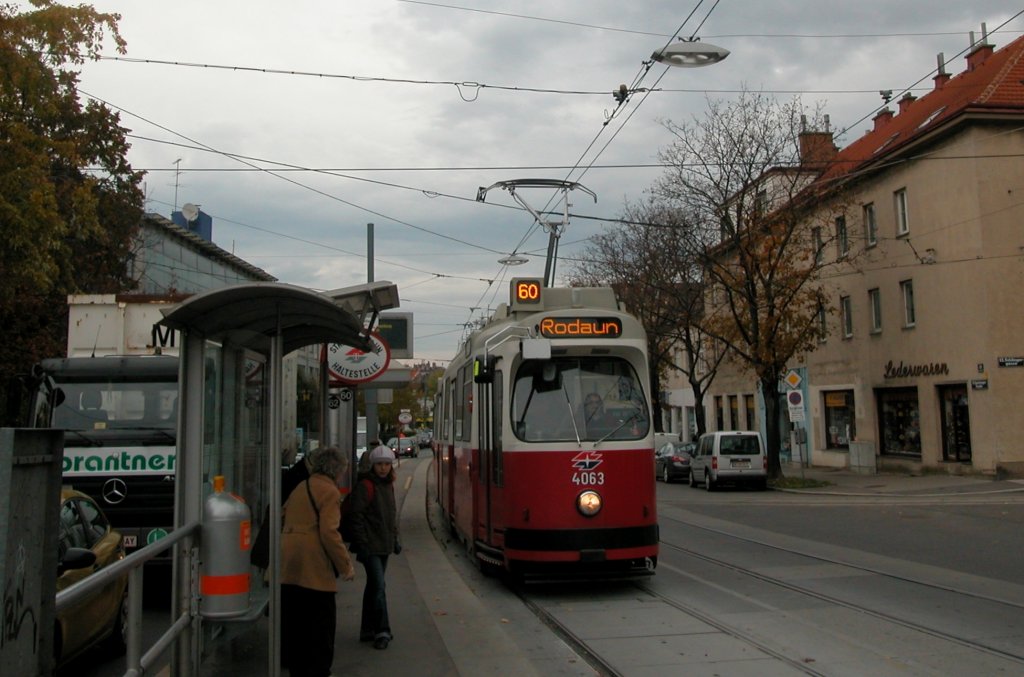 Wien Wiener Linien SL 60 (E2 4063 (SGP 1986)) XIII, Hietzing, Speising, Speisinger Straße / Hermesstraße am 20. Oktober 2010.