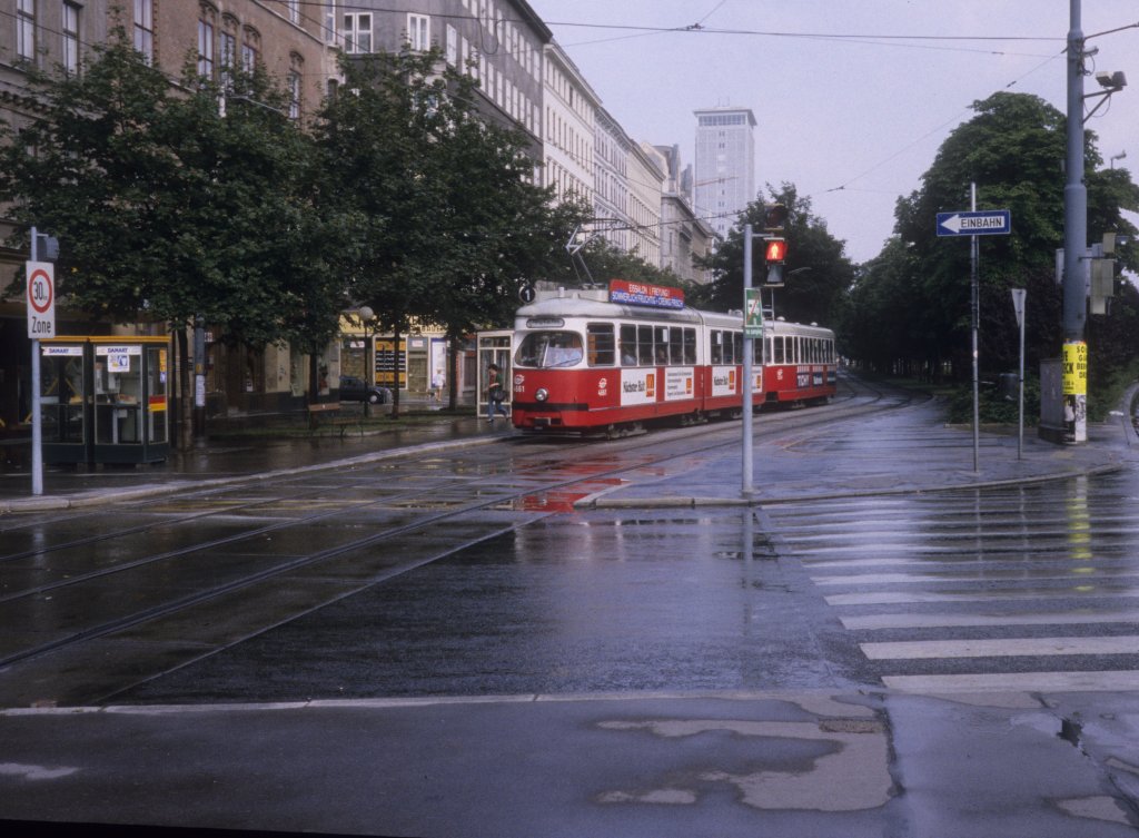 Wien WVB SL 1 (E1 4681) Franz-Josefs-Kai / Salztorgasse / Salztorbrcke im Juli 1992.