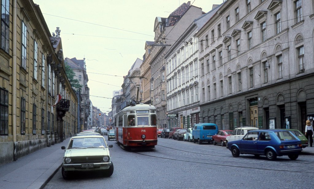 Wien WVB SL 31/5 (F 715) Laudongasse im Juli 1977.