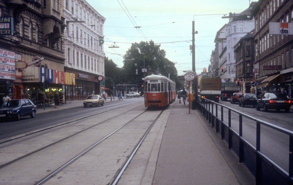 Wien WVB SL 5 (c3 1268) Nussdorfer Strasse / Whringer Strasse im August 1994.