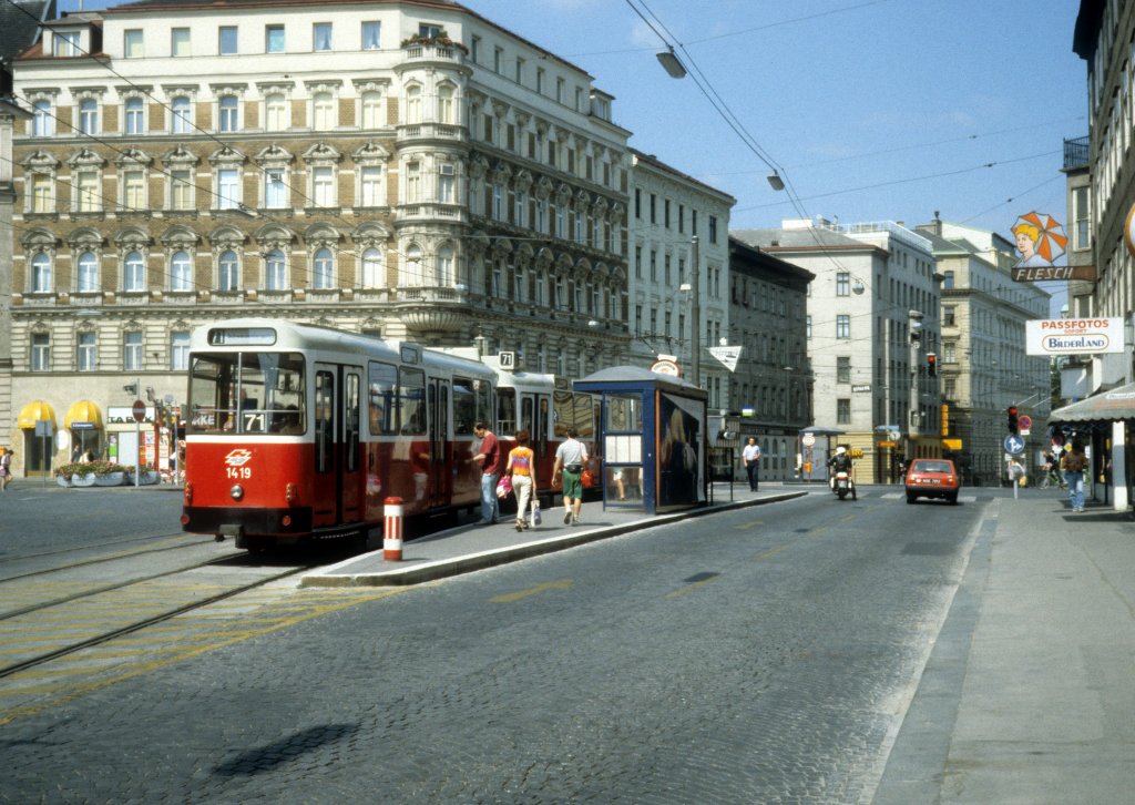 Wien WVB SL 71 (c5 1419) Rennweg / Ungargasse im Juli 1992.