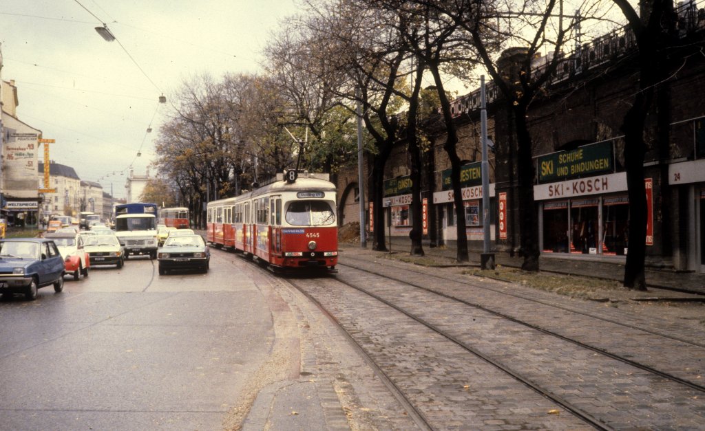 Wien WVB SL 8 (E1 4545) Lerchenfelder Grtel im Oktober 1979.