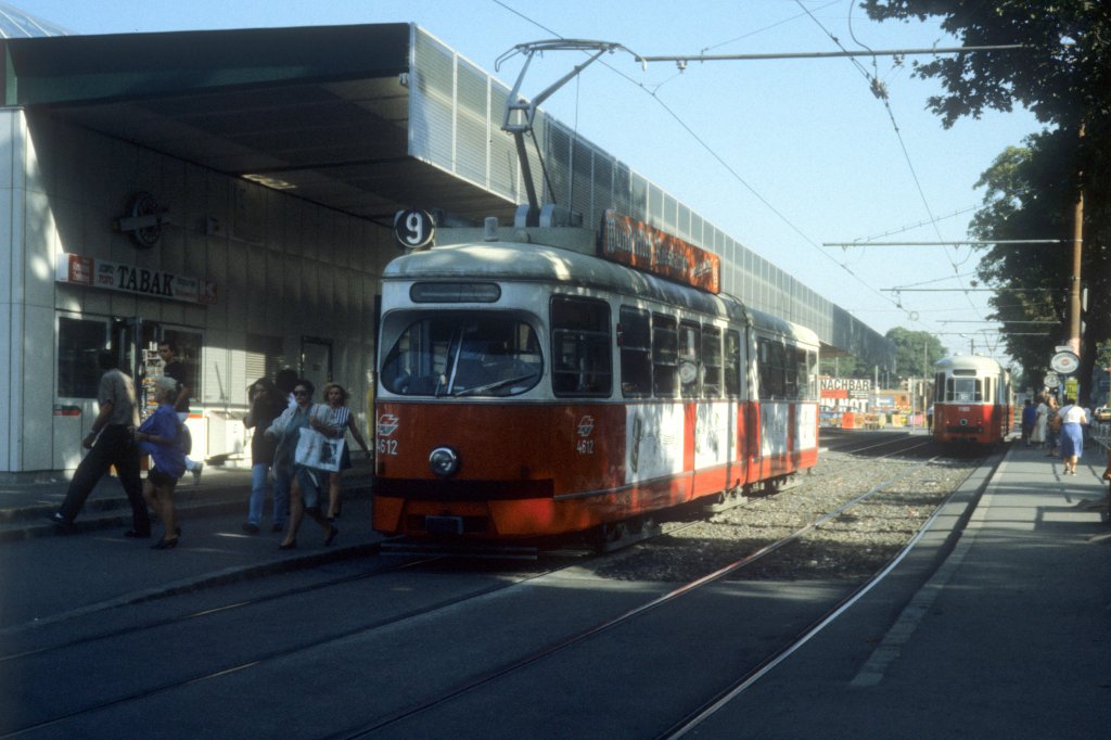 Wien WVB SL 9 (E 4612) Westbahnhof im Juli 1992.