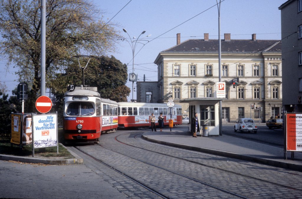 Wien WVB SL D/ (E1 4790) Nussdorfer Platz im Oktober 1978.