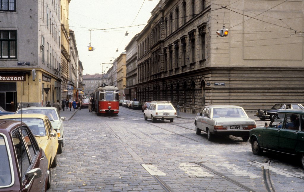 Wien WVB SL E2 (L 543) Radetzkystrasse / Hintere Zollamtsstrasse im Oktober 1979.