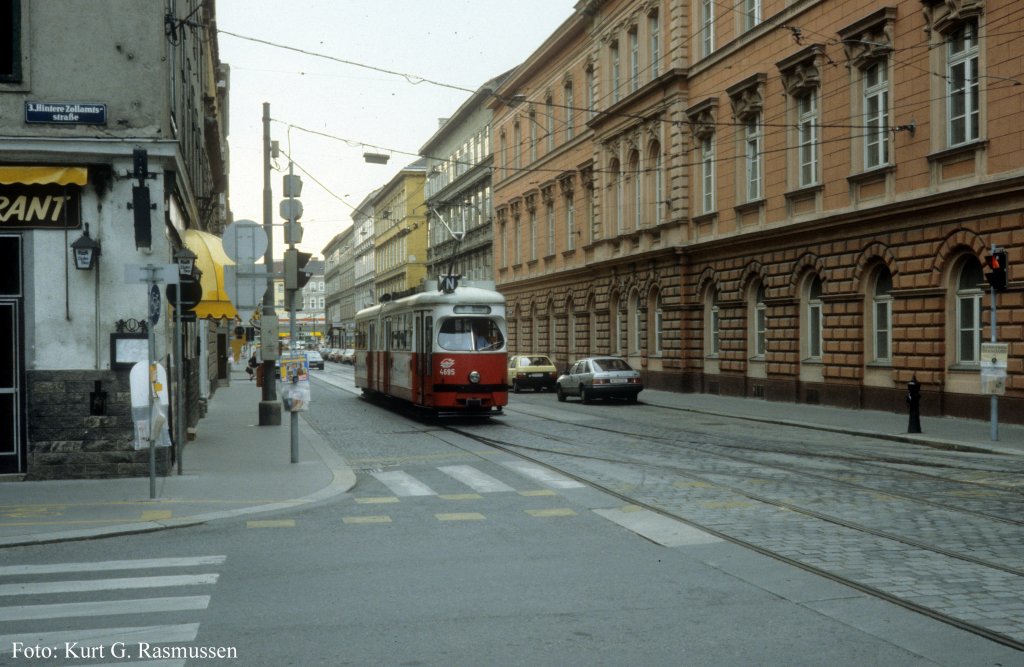 Wien WVB SL N (E1 4695) Radetzkystrasse / Hintere Zollamtsstrasse im Juli 1992.
