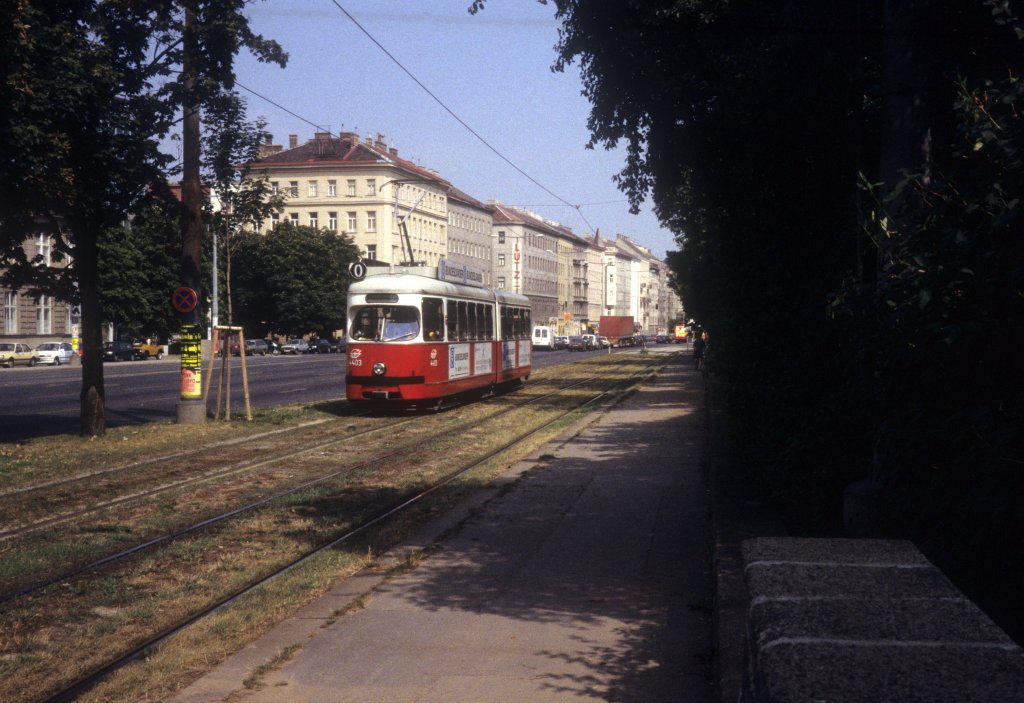 Wien WVB SL O (E 4403) Landstrasser Grtel / Schweizer Garten im August 1994.