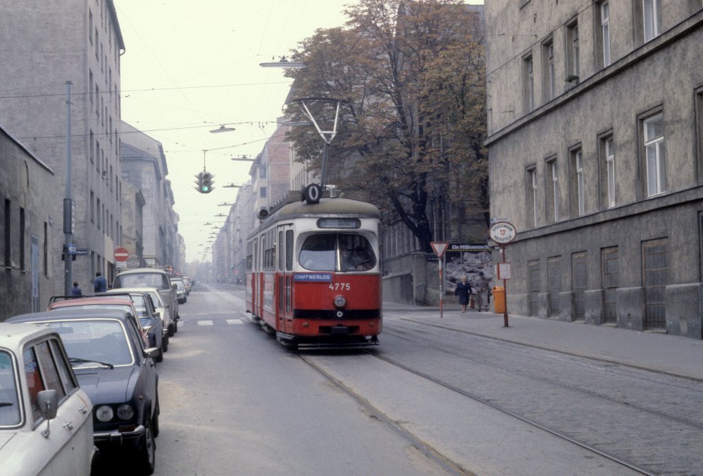 Wien WVB SL O (E1 4775) Knllgasse / Davidgasse im Oktober 1978.