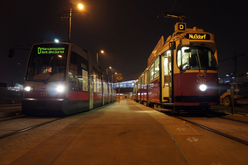 Wiener Linien, Linie D, Type E - 4013, ULF - 733, 29.03.2013