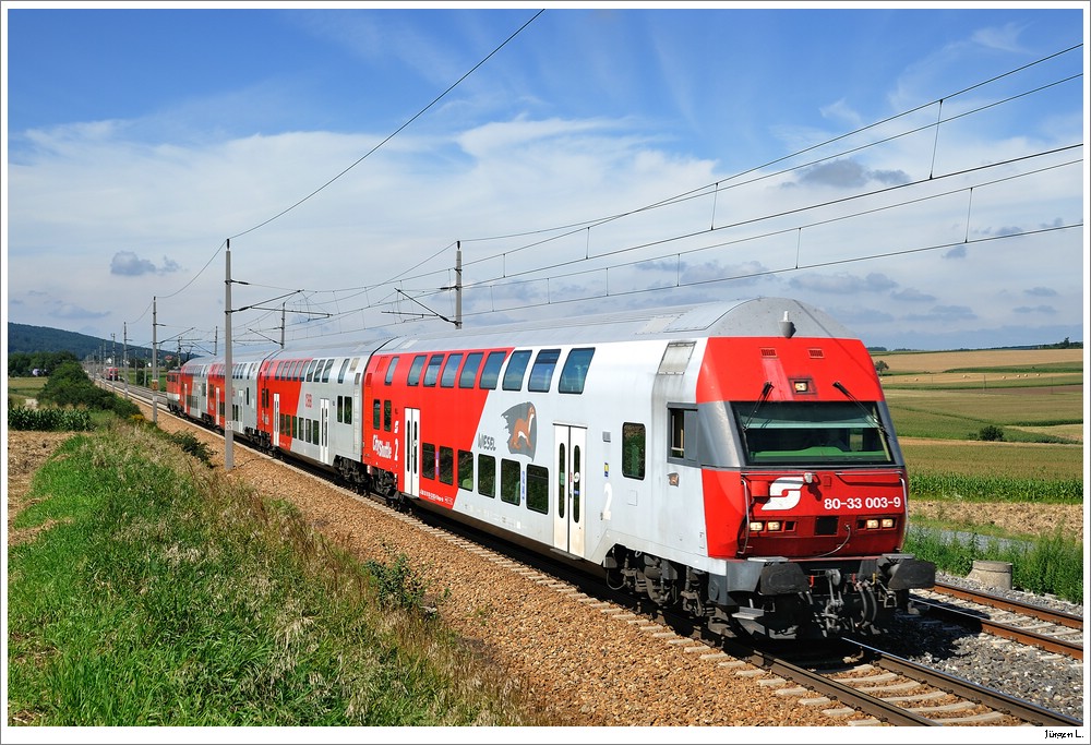 Wiesel-Dosto 80-33 003-9 als REX 1623 bei Ollersbach Richtung Wien/Westbahnhof; 14.8.2010.