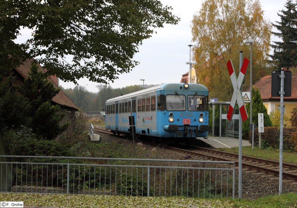 Wipperliese VT 407 als RB 34781 Wippra-Helbra, fotografiert im Haltepunkt Friesdorf am 30.10.2011