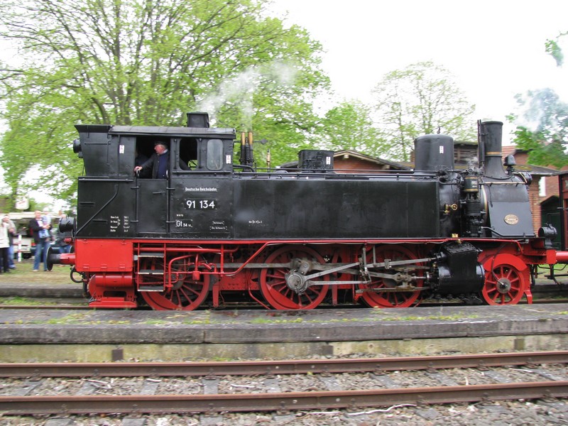 Wittenburg Bf; Dampflokomotive BR 91 134 -DR- beim Bahnhofsfest in Wittenburg 08.05.2010