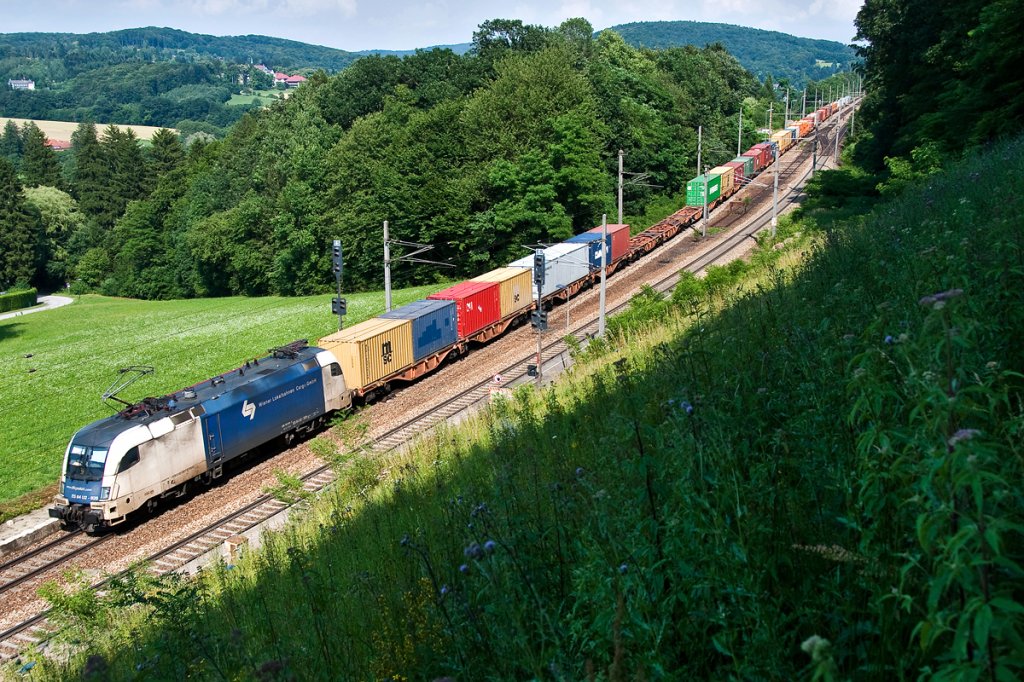 WLC - ES 64 U2-020, am 10.07.2013 um 16:36 kurz vor Unter Oberndorf Richtung Westen.