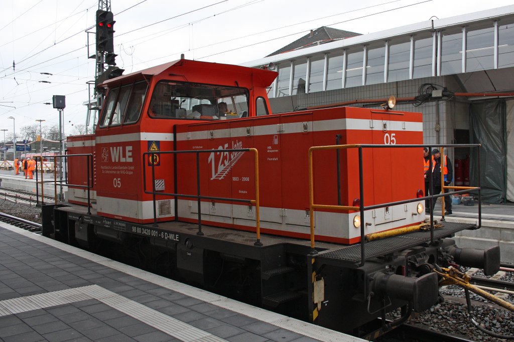 WLE 05 kam am 4.4.12 bei Bauarbeiten in M�nster Westf.Hbf zum Einsatz.
