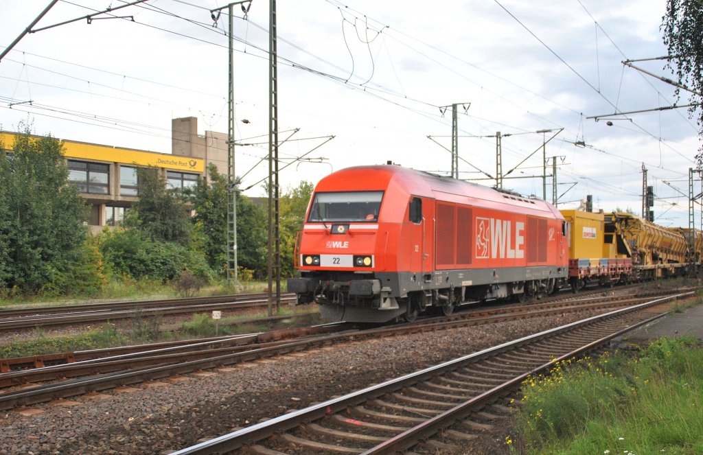 WLE 22, zieht am 13.09.2010 einen Bauzug der Firam Schweerbau durch Lehrte