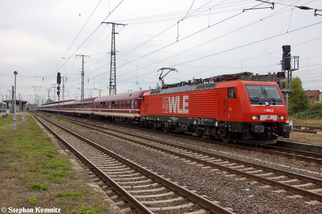 WLE 81 (189 801-4) WLE - Westf�lische Landes-Eisenbahn GmbH mit einem Sonderzug in Stendal und fuhr nach dem Umsetzen weiter nach Bemerode und Wismar. 12.10.2012