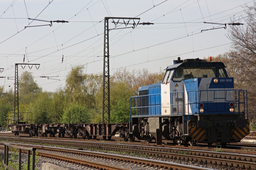 WLS 500 1836 (i.E fr Duisportrail) am 9.4.11 in Duisburg-Neudorf.