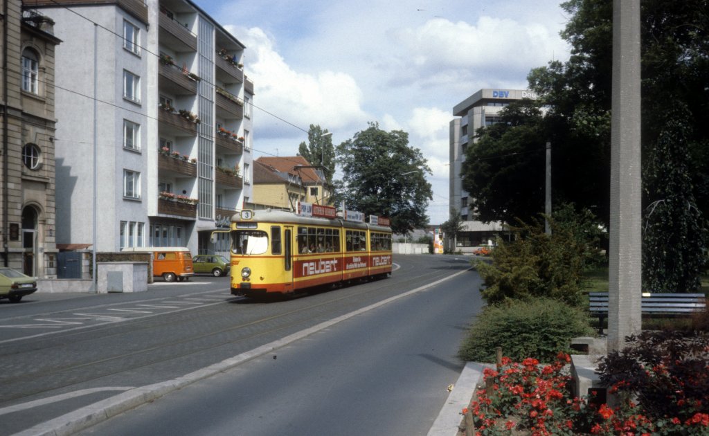 Wrzburg WSB SL 3 (GT8 246) Berliner Platz am 22. Juni 1980.