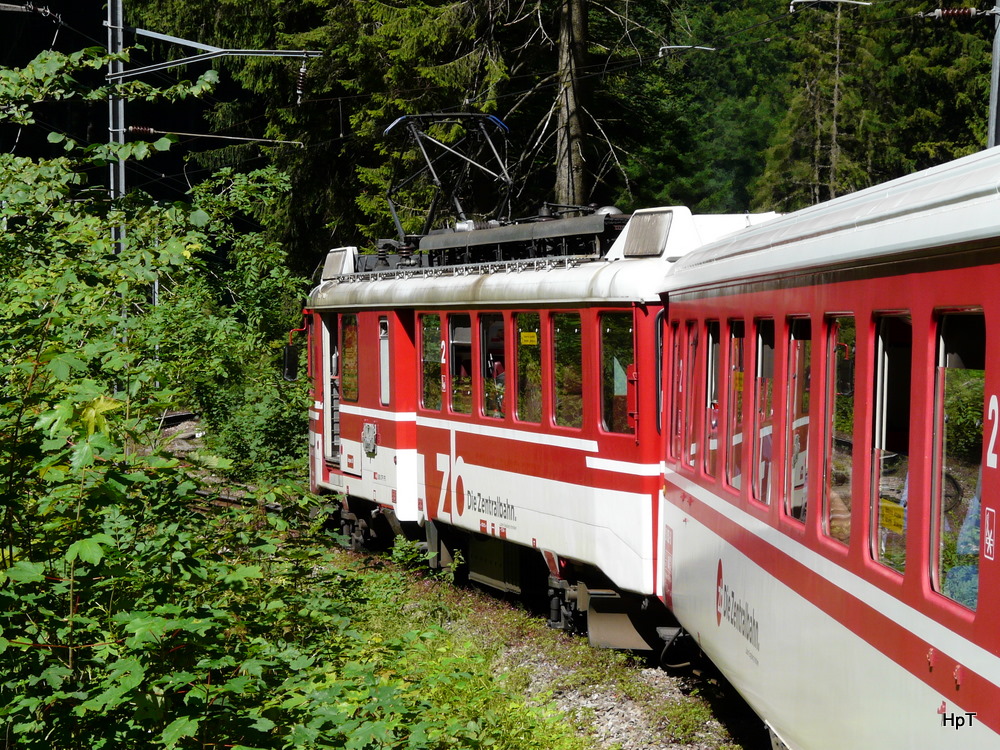 zb - Regio mit dem Triebwagen BDeh 4/4 1 nach Luzern unterwegs auf der Zahnradstrcke am 01.08.2010