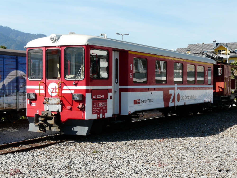 zb - Steuerwagen ABt 922-6 in Alpnachstad am 20.09.2012