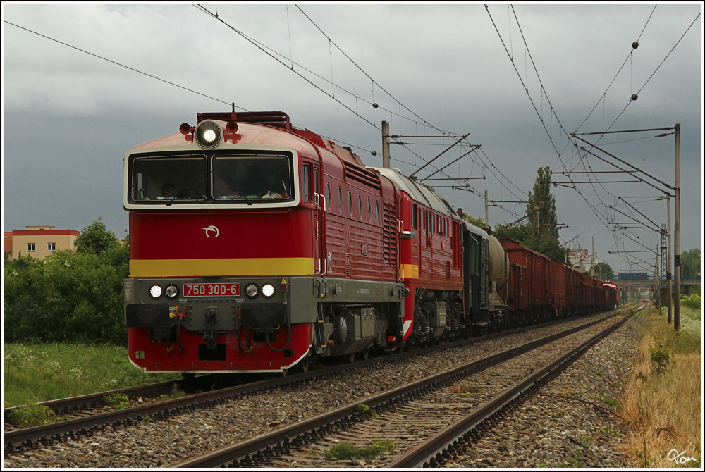 ZSR 750 300 + T679 1168 mit Brandbeobachtungszug von Zvolen nach Vrtky.  
Martin  1.6.2012