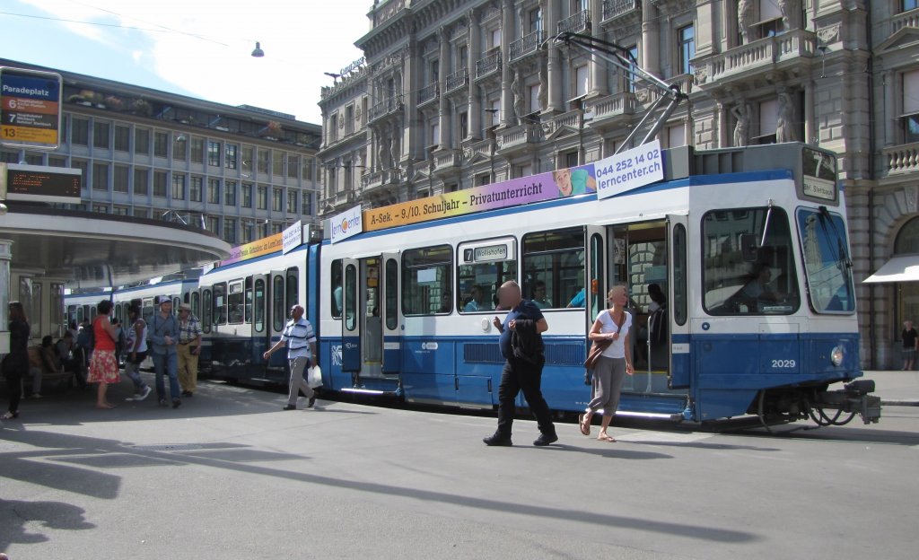 Zrich Be 4-6 Tram 2029 am 31.August 2011 am Paradeplatz