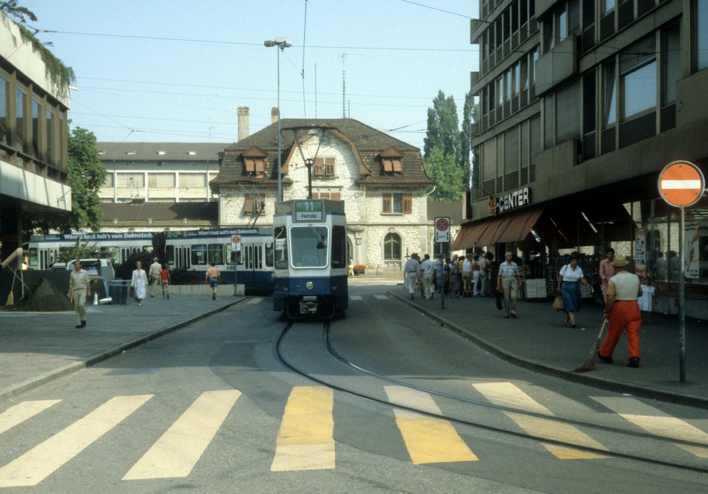 Zürich VBZ Tram 11 (Be 4/6 2025) Oerlikon, Edisonstrasse im Juli 1983.