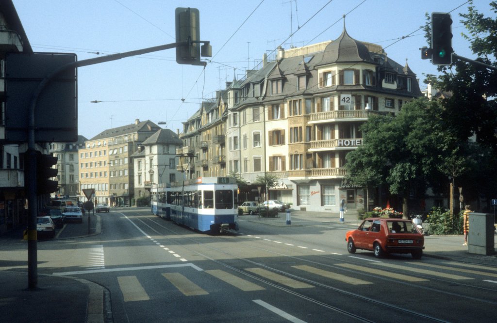 Zrich VBZ Tram 11 (Be 4/6 2024) Schaffhauserstrasse im Juli 1983.