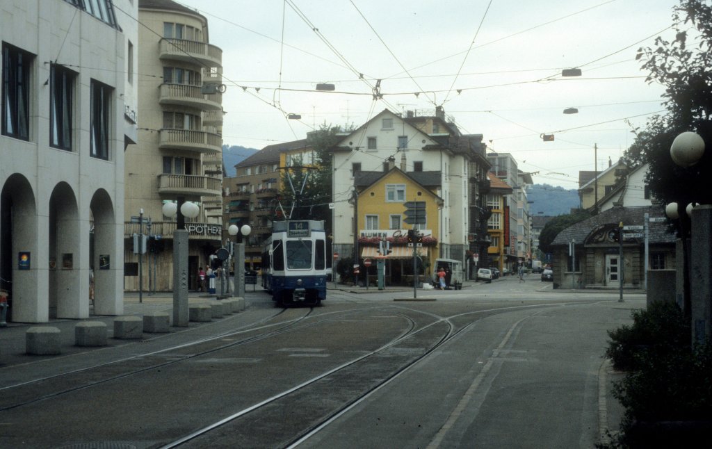 Zrich VBZ Tram 14 Zweierplatz im August 1986.