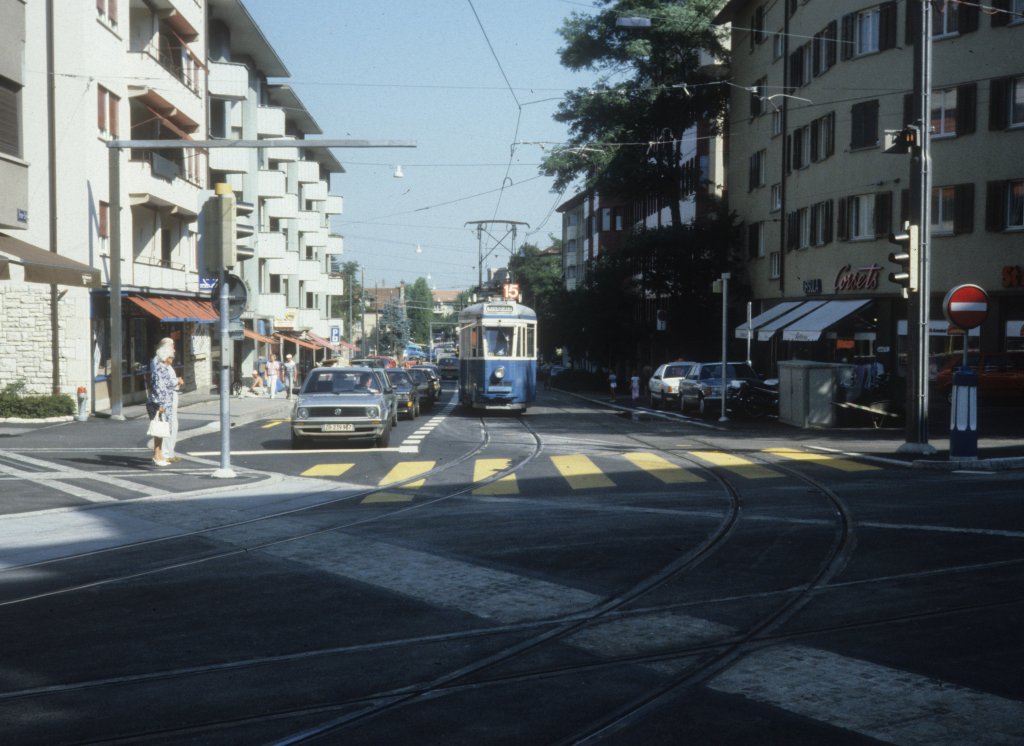 Zrich VBZ Tram 15 Tramstrasse im August 1986.