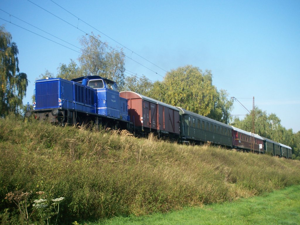 Zug der Landeseisenbahn Lippe, am 27. September 2009 auf der Extertalbahn bei Alverdissen