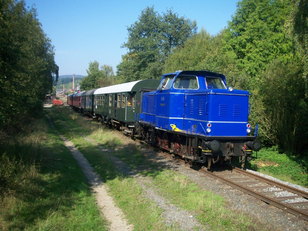 Zug der Landeseisenbahn Lippe, am 27. September 2009 auf der Begatalbahn bei Drentrup