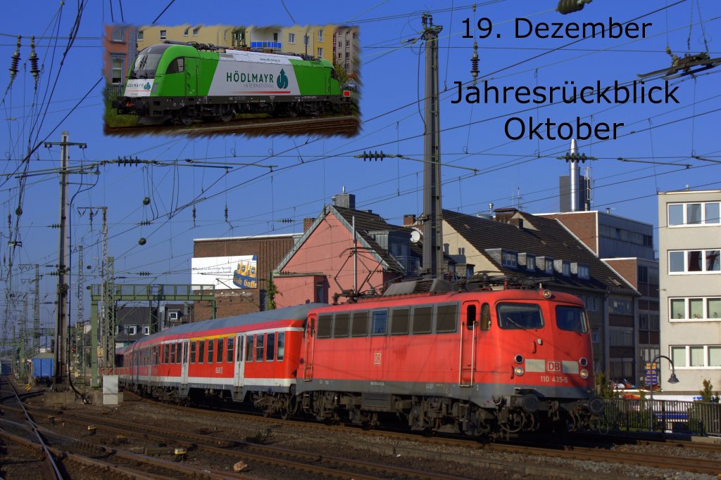 Zum 19. Dezemberg gibt es die 110 435-5 in der Einfahrt des Klner Hbf und die 1216 954 in Aachen Hbf.