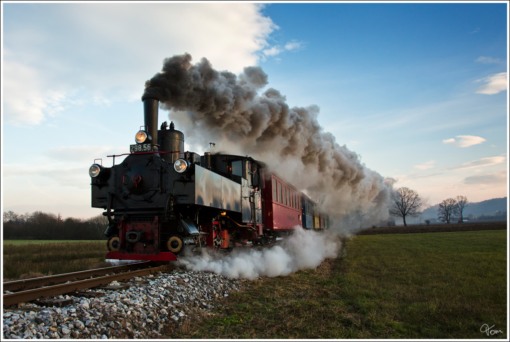 Zur 120 Jahr Feier der Stainzerbahn, fuhr am 26.11.2012 ein Jubilumszug mit der Dampflok 298.56, von Stainz nach Preding und wieder retour. 
Herbersdorf  