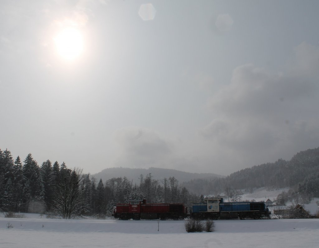 Zurck nach Graz Gsting ging es dann als Lok Zug . Deutschlandsberg 22.02.2013