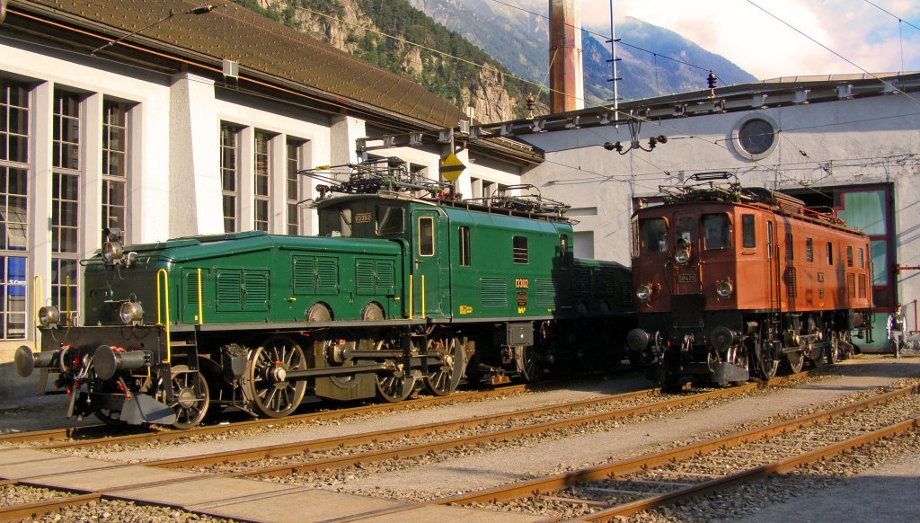 Zwei E-Lok Oldtimer im Depot Erstfeld. (08.09.2007)